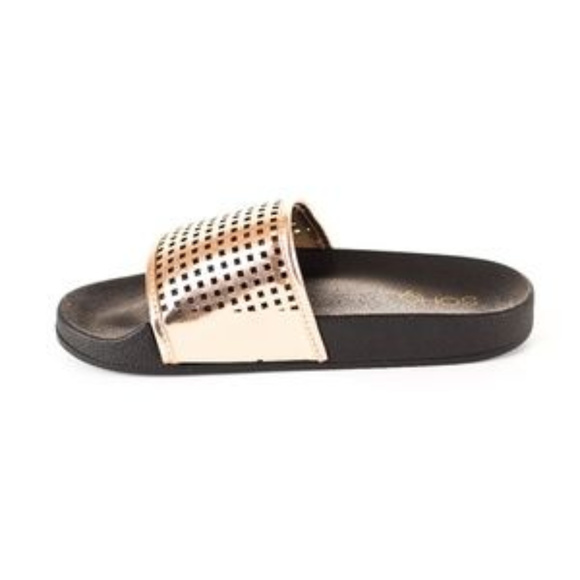 LAST ONE-Perforated Open Toe Slide Sandals, Size 6 - Picture 3 of 4
